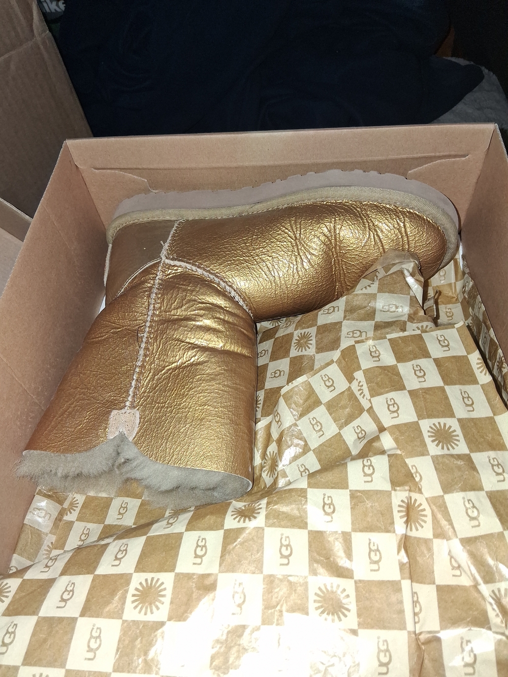 UGG Metallic Gold Classic Short Boots